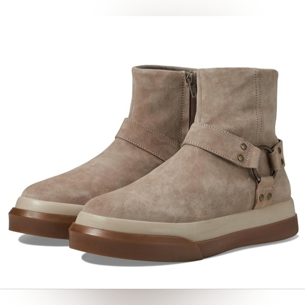 Women's Leather Free People Bodhi Harness Boots Moon Rock Gray Suede 6.5